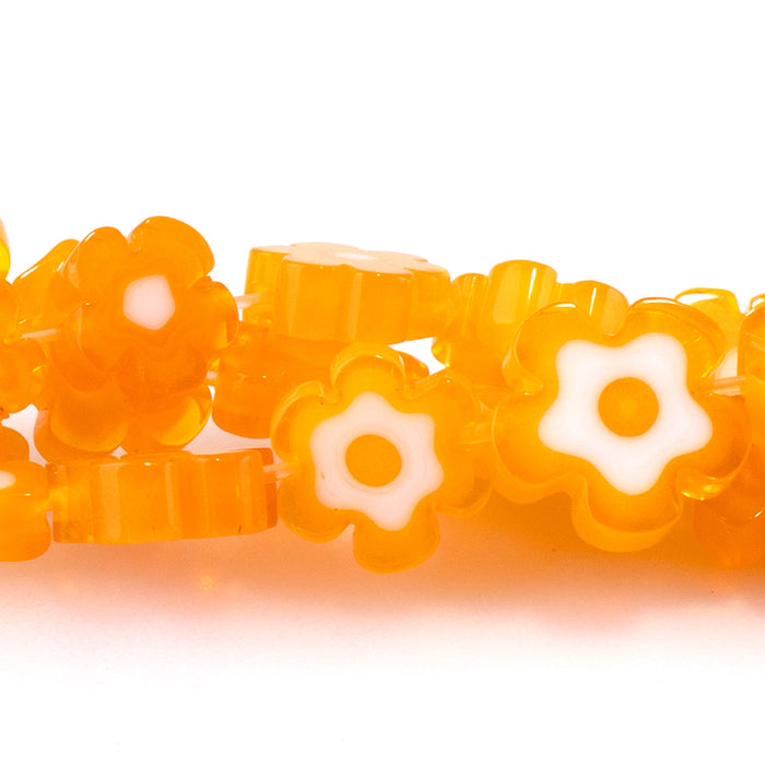 Glass 8mm Yellow Flat Flower - 14-15 Inch