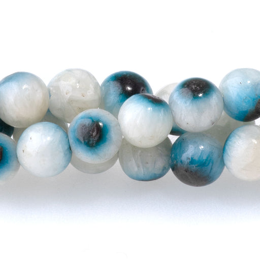 This is a Dakota Stones 6mm Blue Ice Glaciertite Gemstone strand with A grade round beads in 15-16 inch strand.