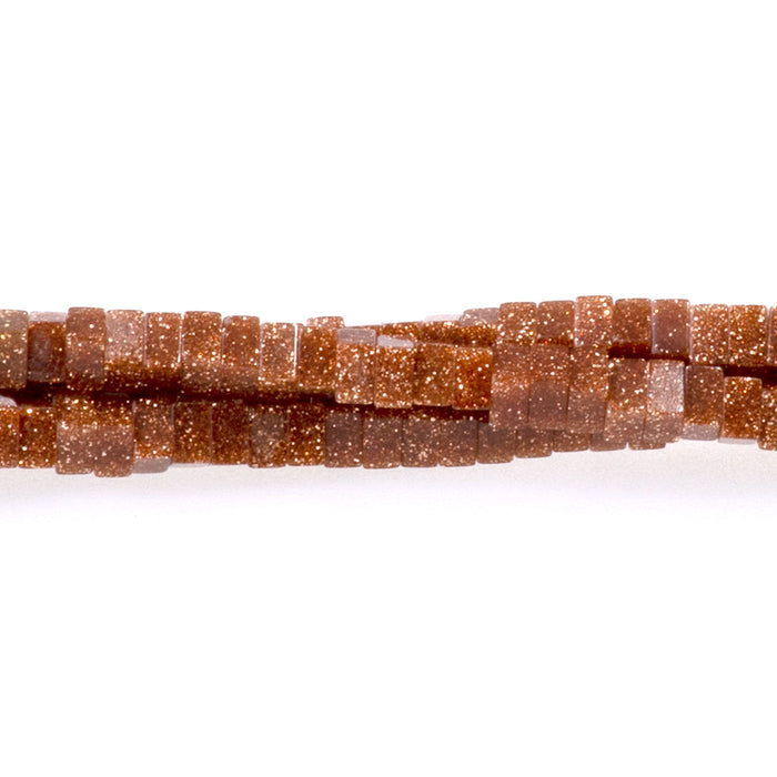 Goldstone 1x2mm Square Rondelle - 15-16 Inch