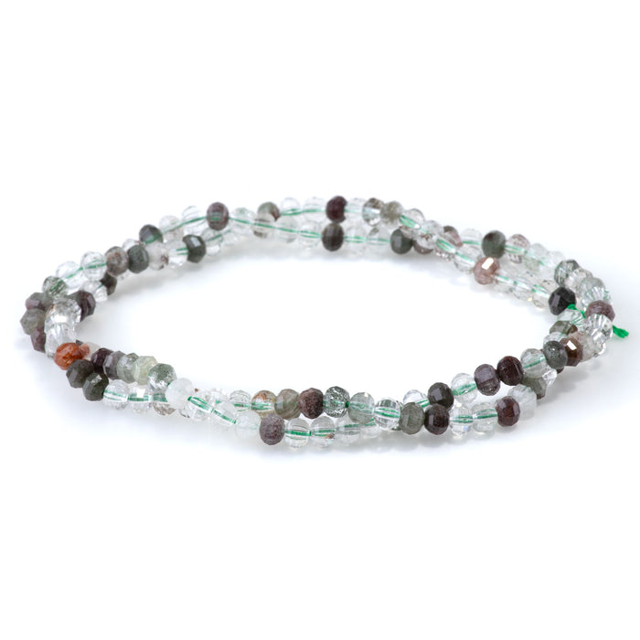 Green Lodalite Quartz 4mm Lantern - 15-16 Inch