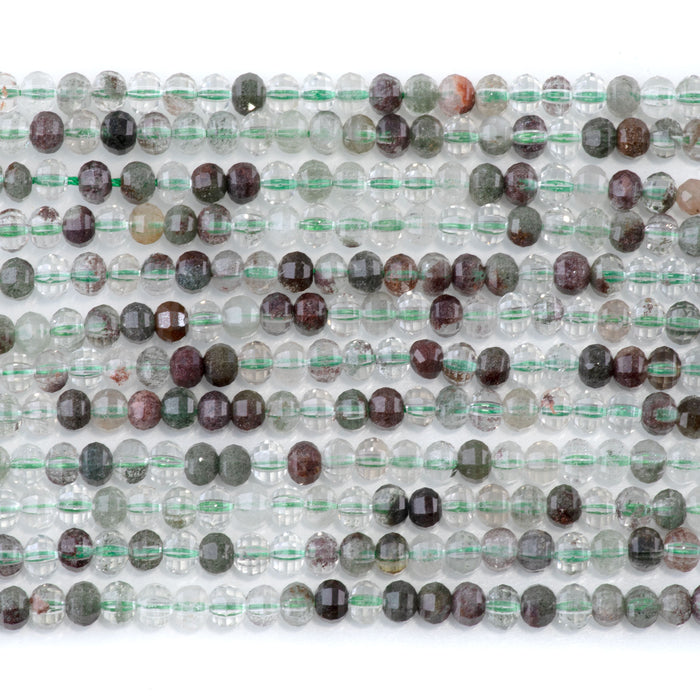 Green Lodalite Quartz 4mm Lantern - 15-16 Inch