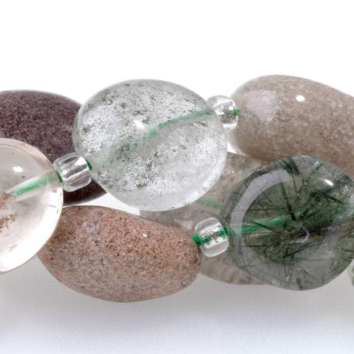 Green Lodalite Quartz 9x11-10x14mm Tumble Nugget A Grade - 15-16 Inch