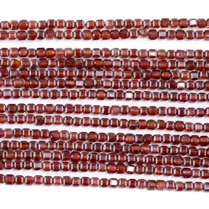 Champagne Garnet 3mm Tabele Cut Cube 15-16 Inch