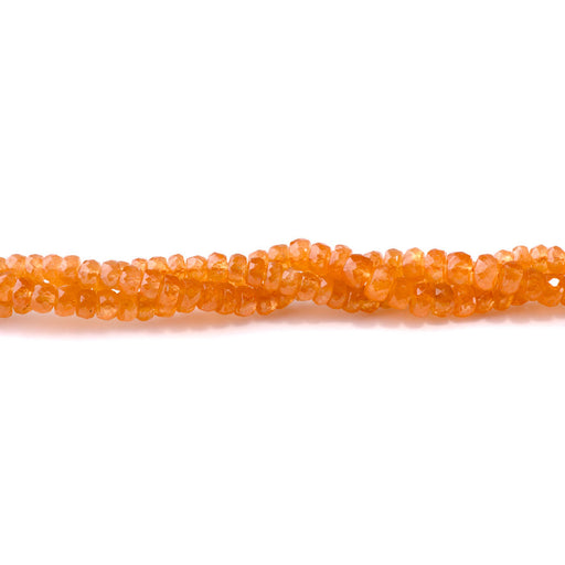 This is a Dakota Stones 4-6mm Mandarin Garnet Gemstone strand with faceted rondelle beads in 15-16 inch strand.