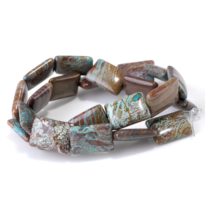 Green Paisley Jasper 13x18mm Rectangle Bead - 15-16 Inch