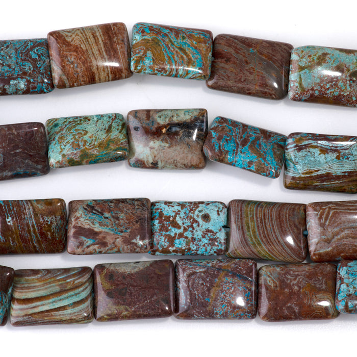 Green Paisley Jasper 13x18mm Rectangle Bead - 15-16 Inch