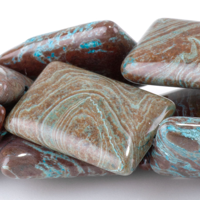Green Paisley Jasper 13x18mm Rectangle Bead - 15-16 Inch
