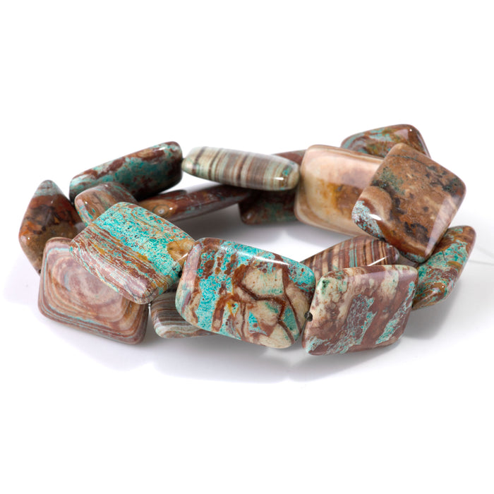 Green Paisley Jasper 18x25mm Rectangle Bead - 15-16 Inch