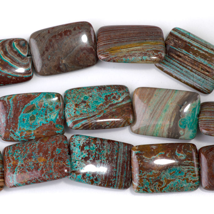 Green Paisley Jasper 18x25mm Rectangle Bead - 15-16 Inch