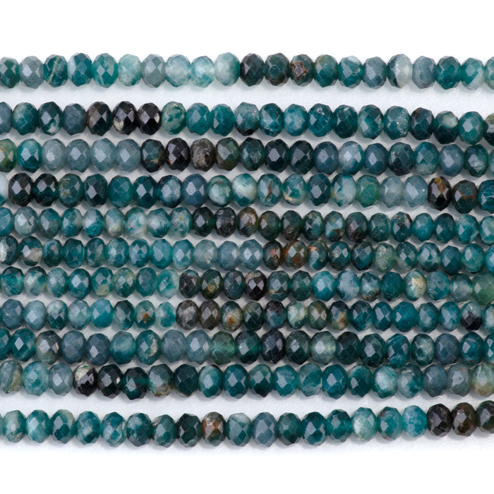 Grandidierite 3x4mm Banded Faceted Rondelle - 15 Inch