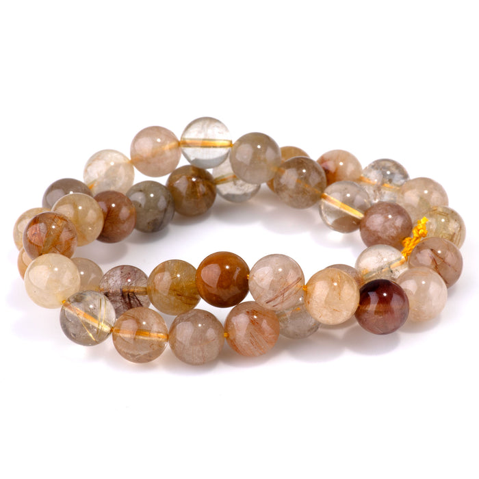 Gold Rutilated Quartz 10mm Round - 15-16 Inch