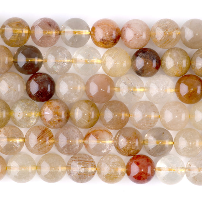 Gold Rutilated Quartz 10mm Round - 15-16 Inch