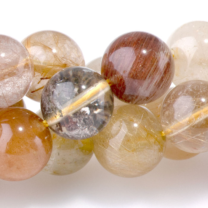 Gold Rutilated Quartz 10mm Round - 15-16 Inch