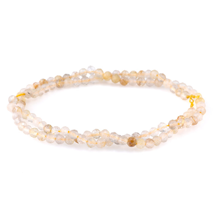 Gold Rutilated Quartz 4mm  Round - 15-16 Inch