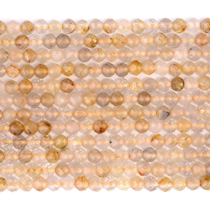 Gold Rutilated Quartz 4mm  Round - 15-16 Inch