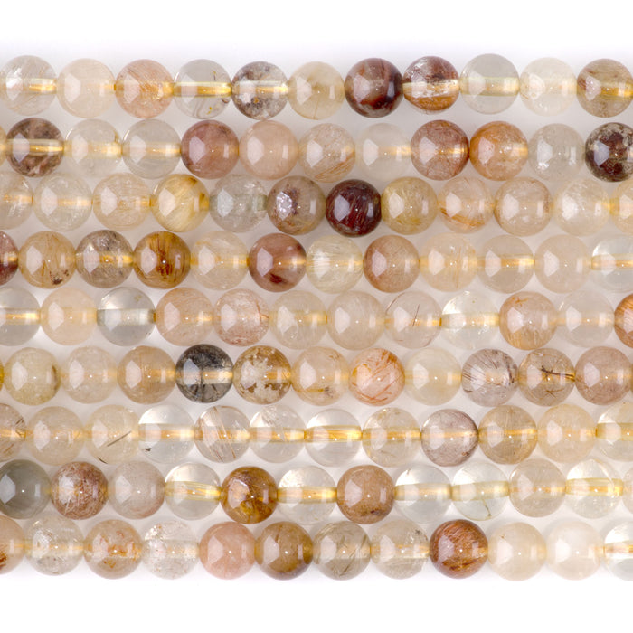Gold Rutilated Quartz 6mm Round - 15-16 Inch