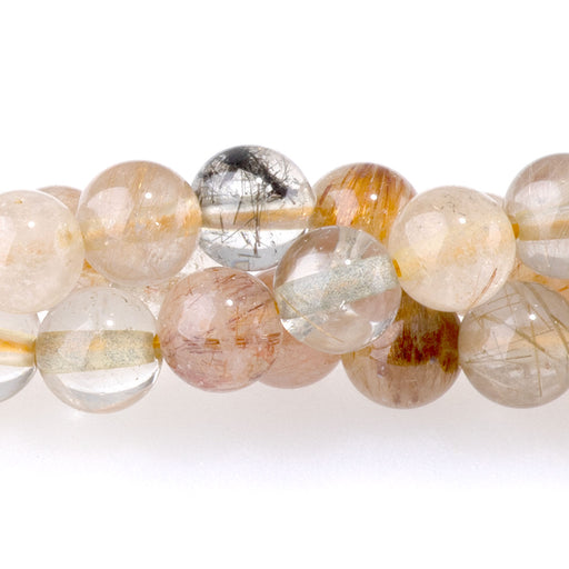 This is a Dakota Stones 6mm Gold Rutilated Quartz Gemstone strand with round beads in 15-16 inch strand.