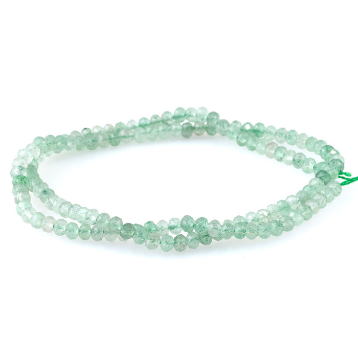 Green Strawberry Quartz 3x4mm Rondelle Faceted - 15-16 Inch