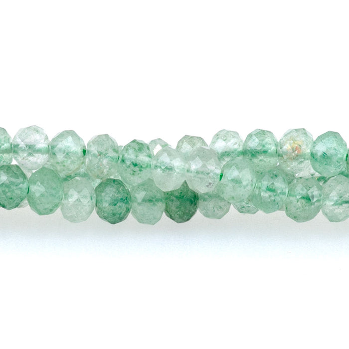 Green Strawberry Quartz 3x4mm Rondelle Faceted - 15-16 Inch