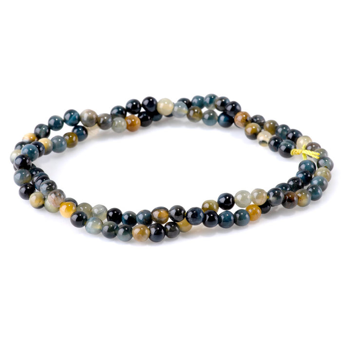 Golden Tiger Eye with Yellow and Blue 4mm Round - 15-16 Inch