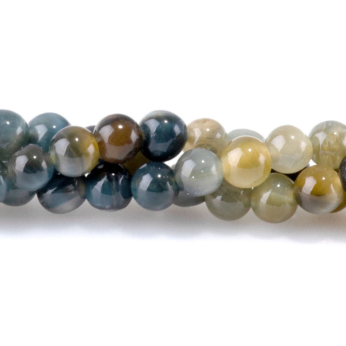 Golden Tiger Eye with Yellow and Blue 4mm Round - 15-16 Inch