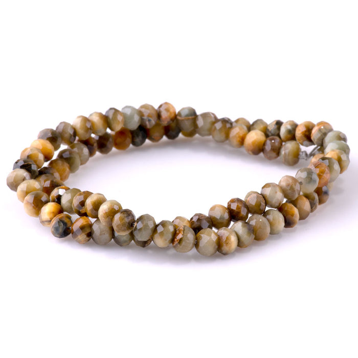 Golden Blue Tiger Eye 4x6mm Faceted Rondelle - 15-16 Inch