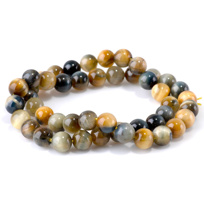 Golden Tiger Eye with Yellow and Blue 8mm Round - 15-16 Inch