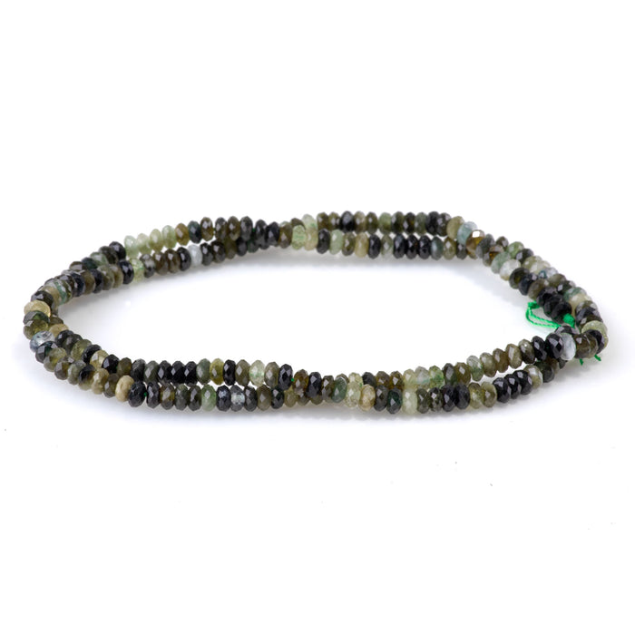 Green Tourmaline 2x4mm Faceted Rondelle - 15-16 Inch
