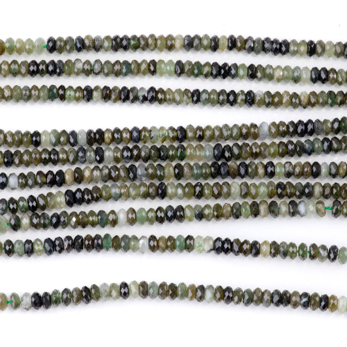Green Tourmaline 2x4mm Faceted Rondelle - 15-16 Inch