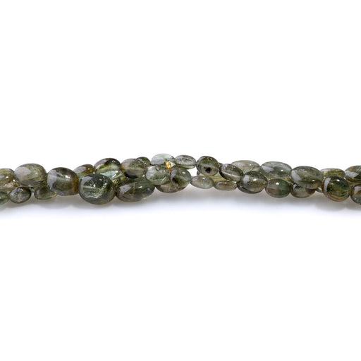 This is a Dakota Stones 4x5-7x9mm Green Tourmaline Gemstone strand with nugget beads in 15-16 inch strand.