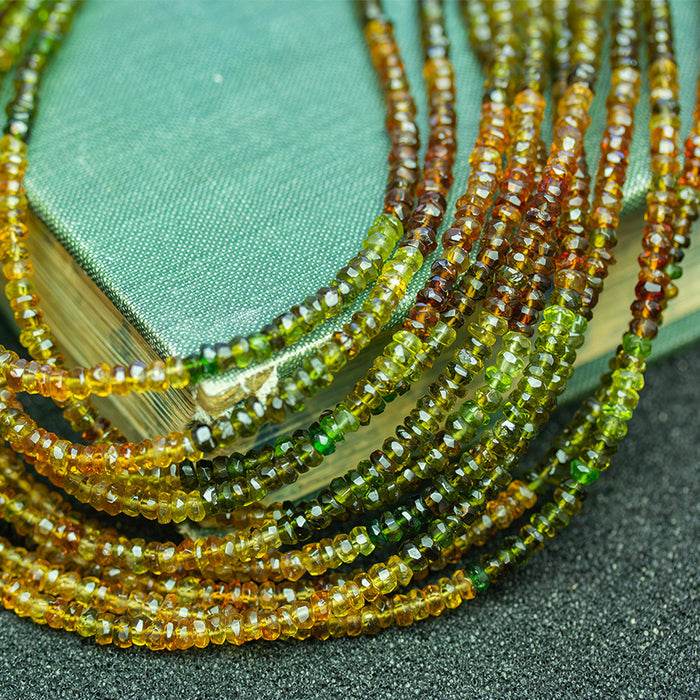 Green Tourmaline 4mm Faceted Rondelle - 13-14 Inch