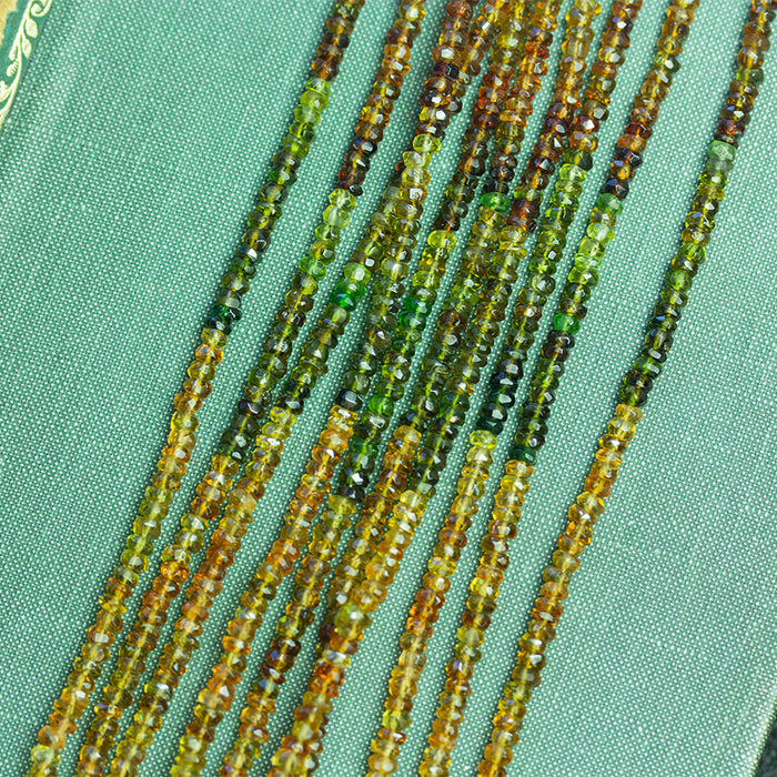 Green Tourmaline 4mm Faceted Rondelle - 13-14 Inch