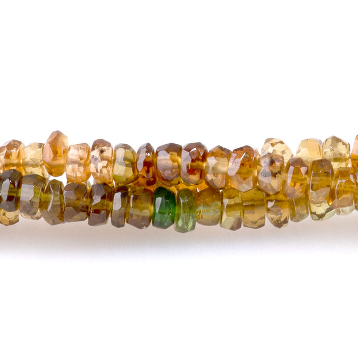 Green Tourmaline 4mm Faceted Rondelle - 13-14 Inch