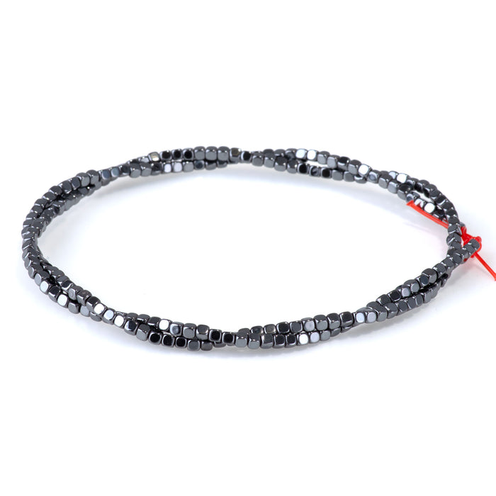Hematite 2mm Corner Cut Cube - 15-16 Inch