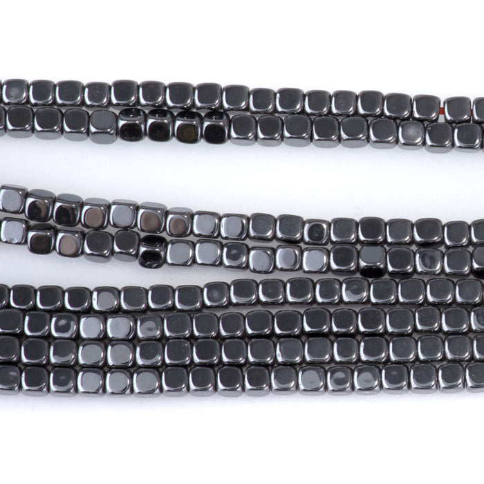 Hematite 2mm Corner Cut Cube - 15-16 Inch