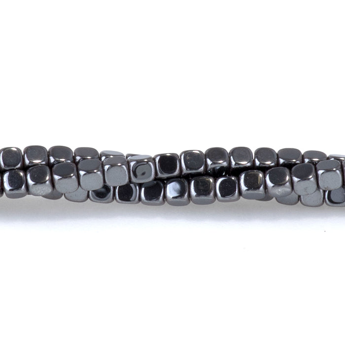 Hematite 2mm Corner Cut Cube - 15-16 Inch