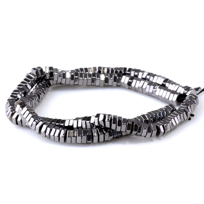 Hematite Black Plated 2x6mm Hexagon - 15-16 Inch
