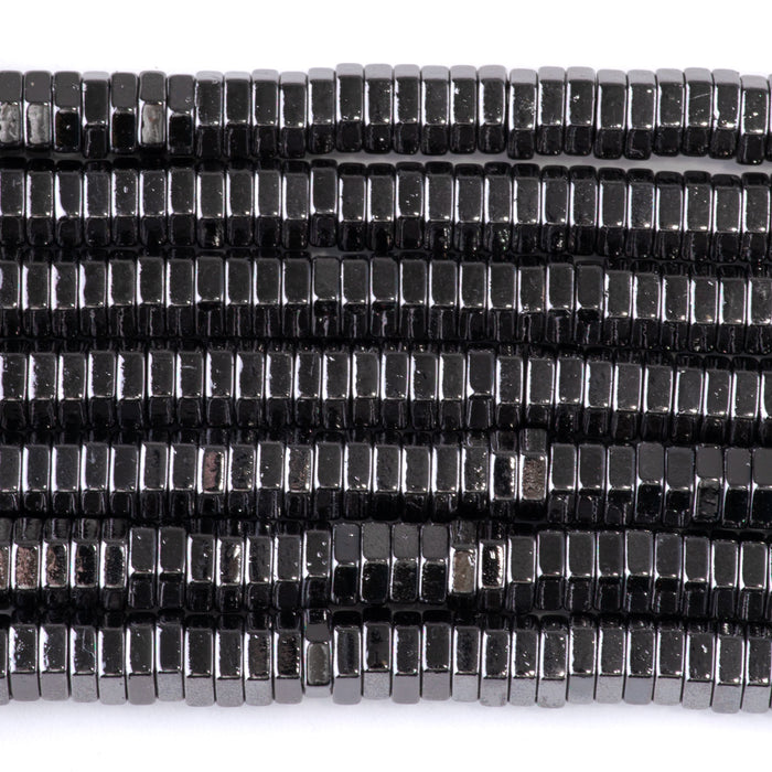 Hematite Black Plated 2x6mm Hexagon - 15-16 Inch