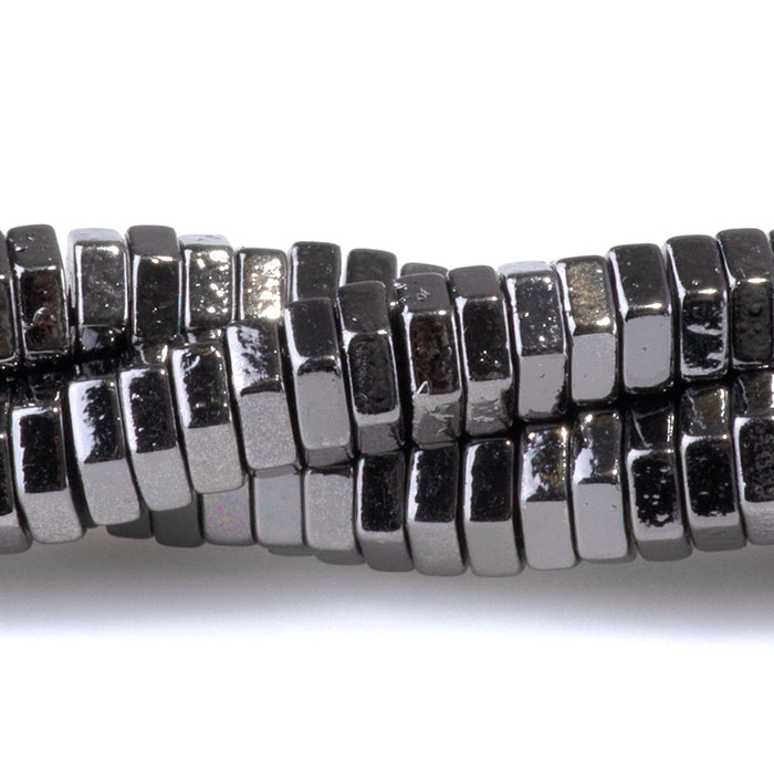 Hematite Black Plated 2x6mm Hexagon - 15-16 Inch