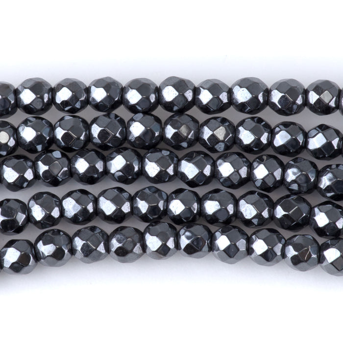 Hematite 4mm Faceted Round - 15-16 Inch