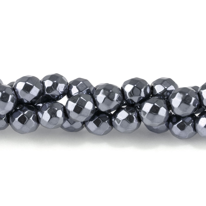 Hematite 4mm Faceted Round - 15-16 Inch