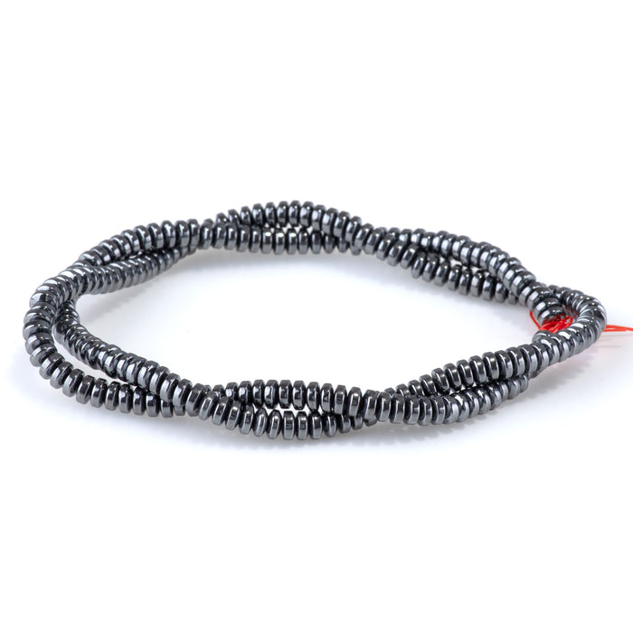 Hematite 4mm Rondelle - 15-16 Inch