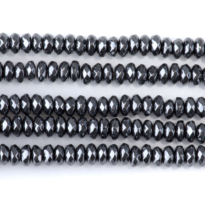 Hematite 4mm Faceted Rondelle - 15-16 Inch