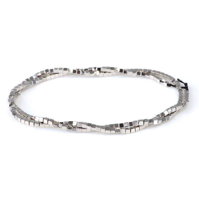 Hematite Antique Silver Plated 2mm Cube   - 15-16 Inch