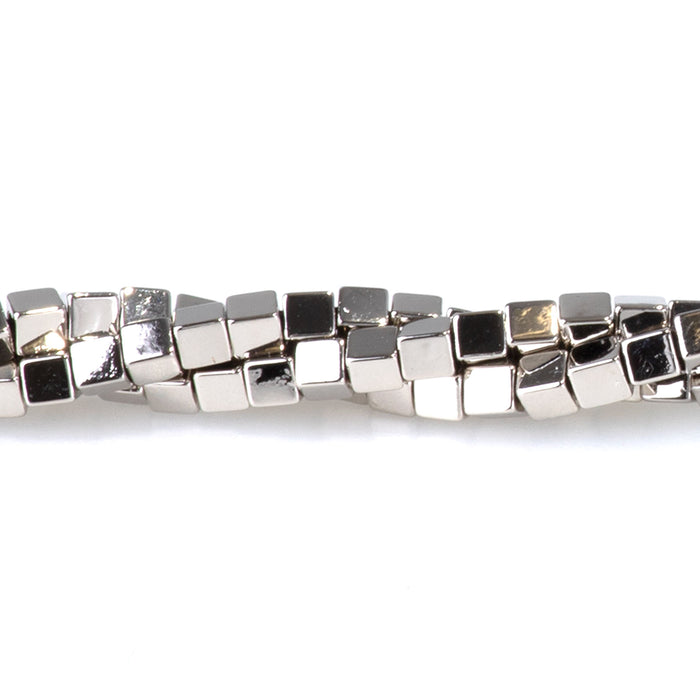 Hematite Antique Silver Plated 2mm Cube   - 15-16 Inch
