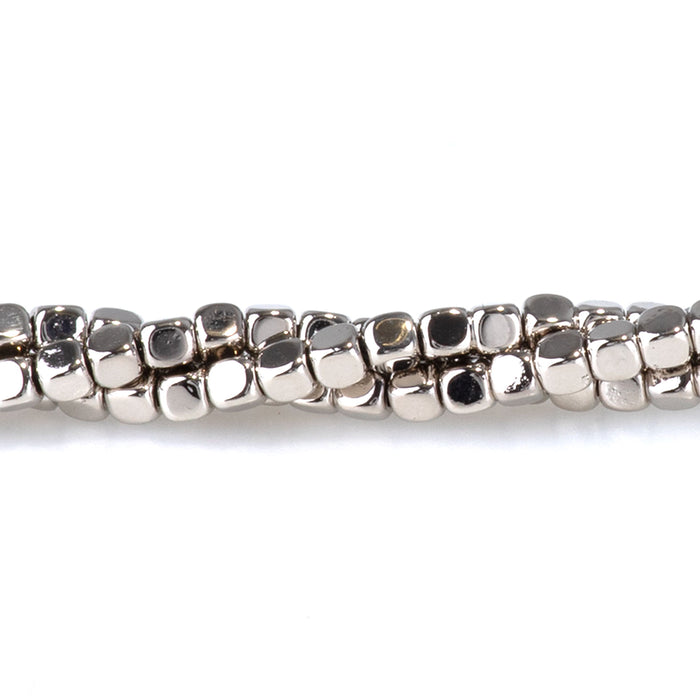 Hematite Antique Silver Plated 2mm Corner Cut Cube - 15-16 Inch