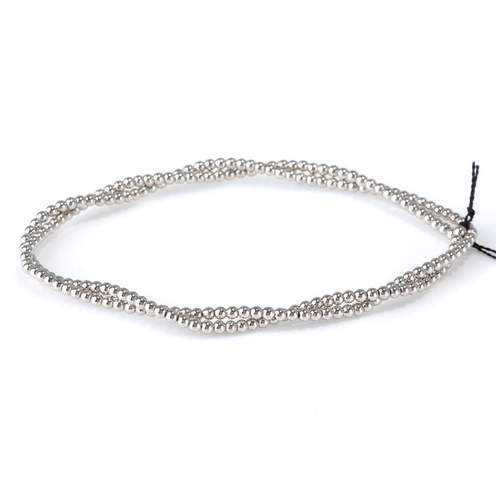 Hematite Antique Silver Plated 2mm Round - 15-16 Inch