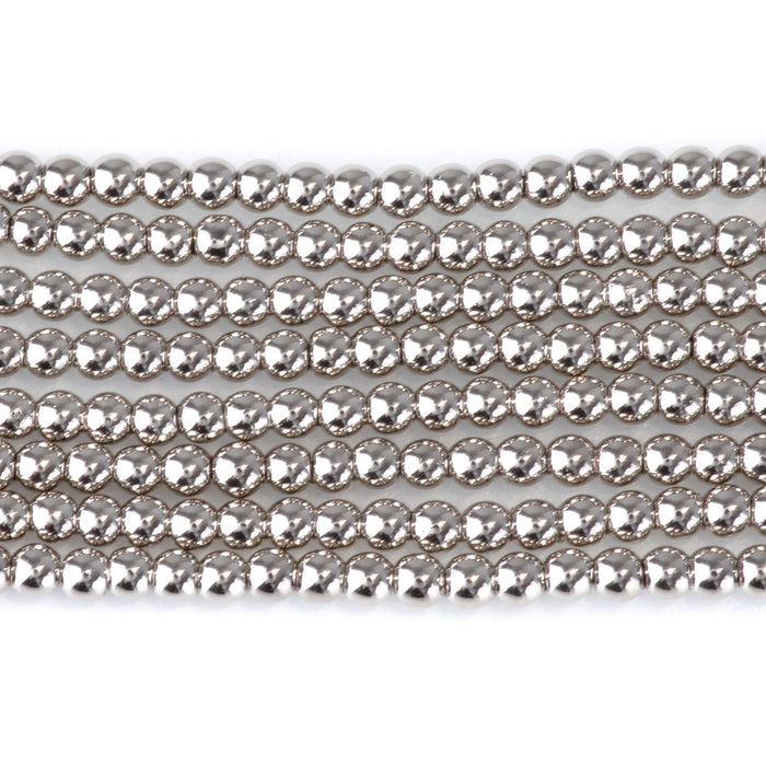 Hematite Antique Silver Plated 2mm Round - 15-16 Inch