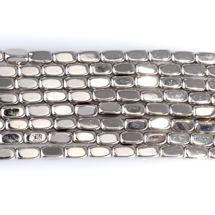 Hematite Antique Silver Plated 2x4mm Corner Cut Nugget - 15-16 Inch