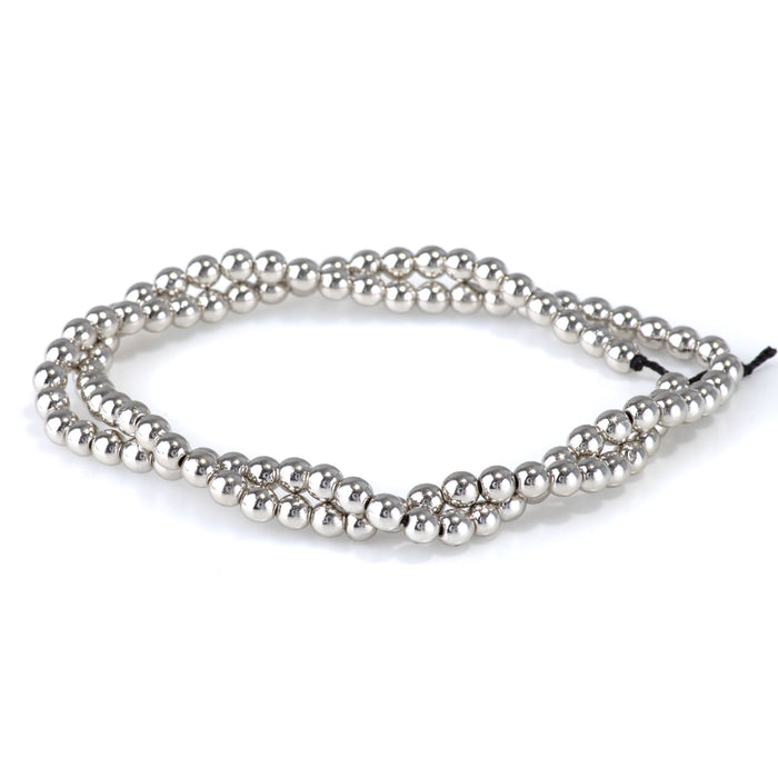 Hematite Antique Silver Plated 4mm Round - 15-16 Inch